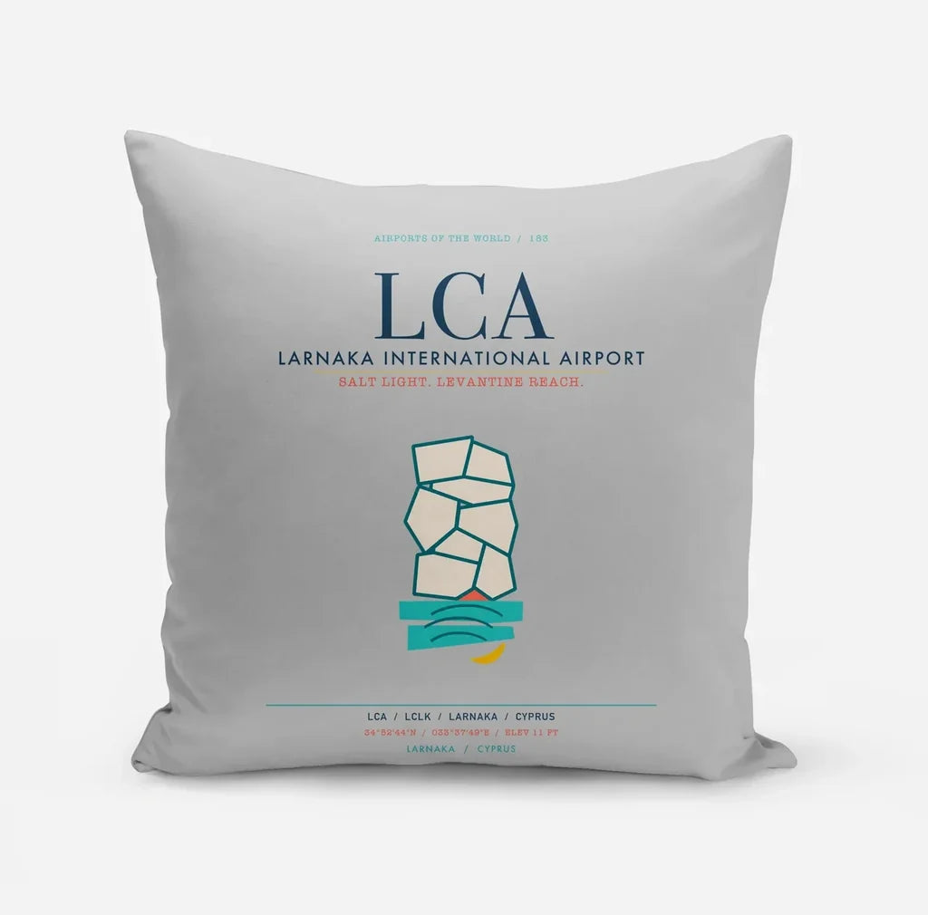 Larnaka International Airport (LCA) design on light gray pillow