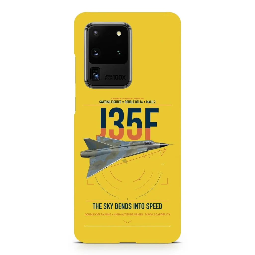 Saab J 35F Draken design on samsung case - yellow