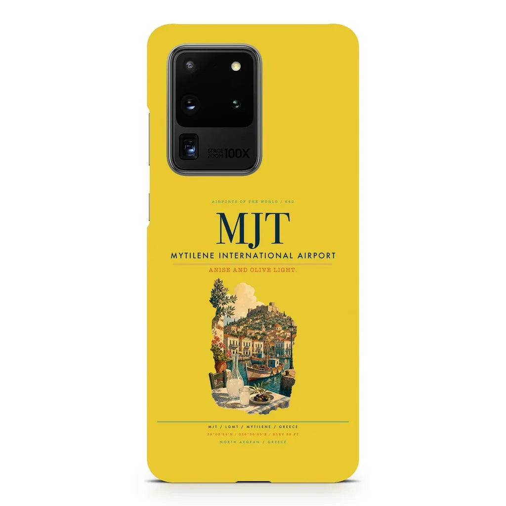 Mytilene International Airport MJT design on samsung case - yellow