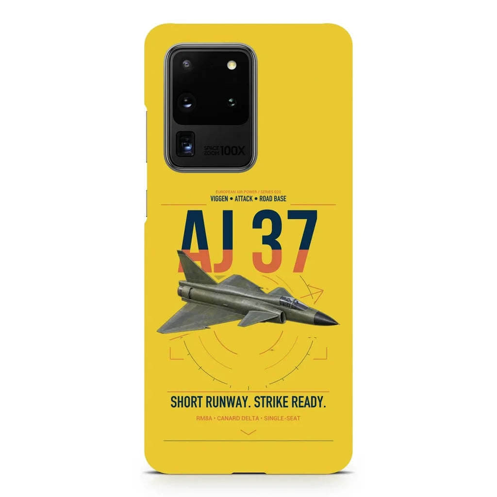 Saab AJ 37 Viggen design on samsung case - yellow