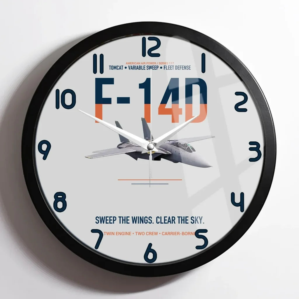 F-14D Tomcat Sweep The Wings Clear The Sky design on light gray framed wall clock