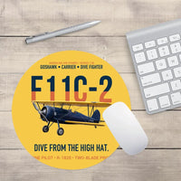 Thumbnail for F11C-2 Goshawk Dive from the High Hat design on yellow round mouse pad