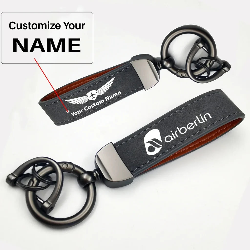 airberlin Horseshoe Buckle key chain, Gray + Name