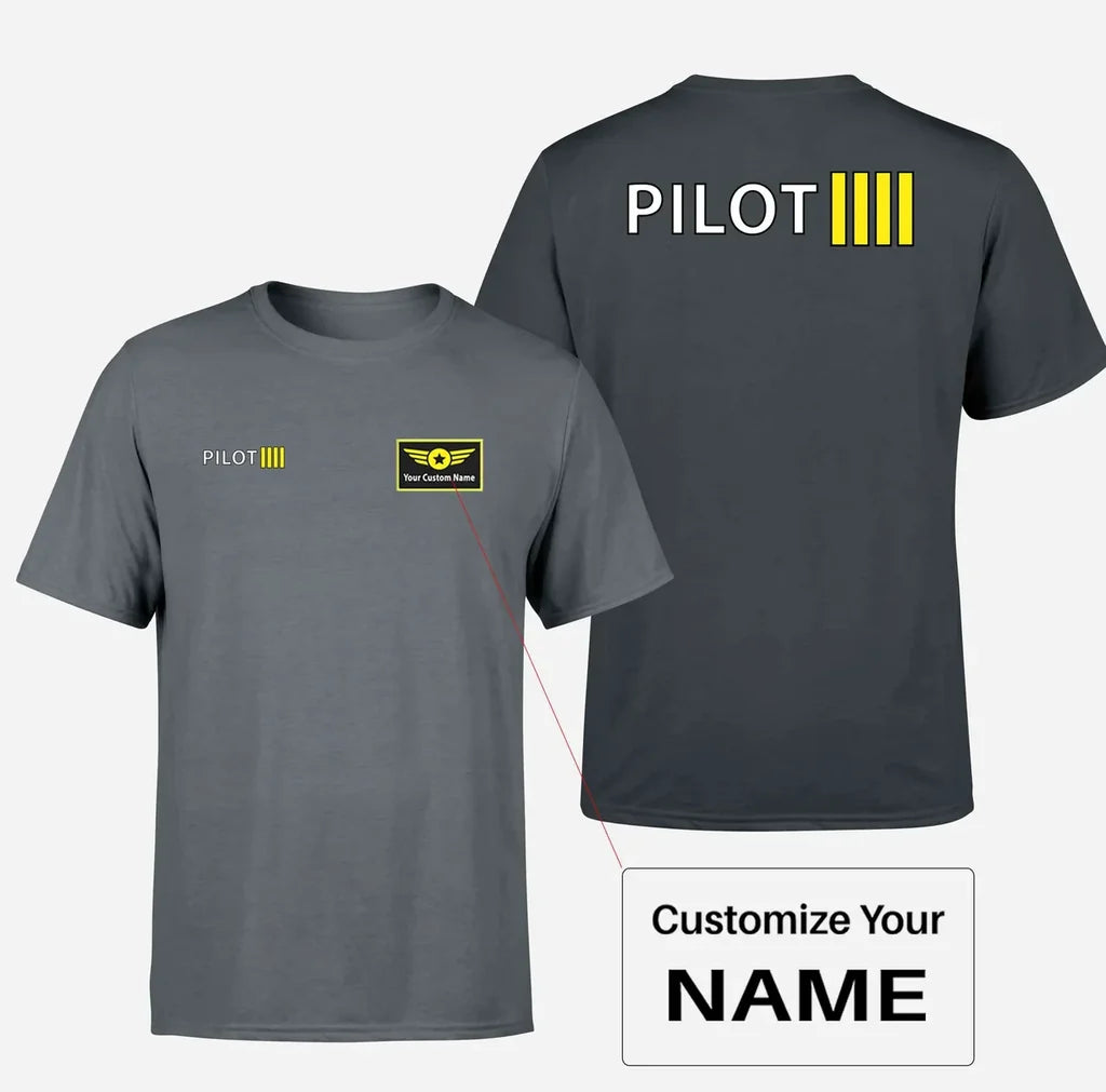 Pilot & Stripes (4 Lines) Designed Double-Side T-Shirts - view 11