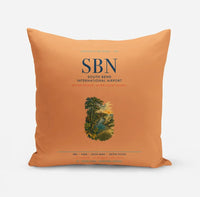 Thumbnail for South Bend International Airport (SBN) design on orange pillow