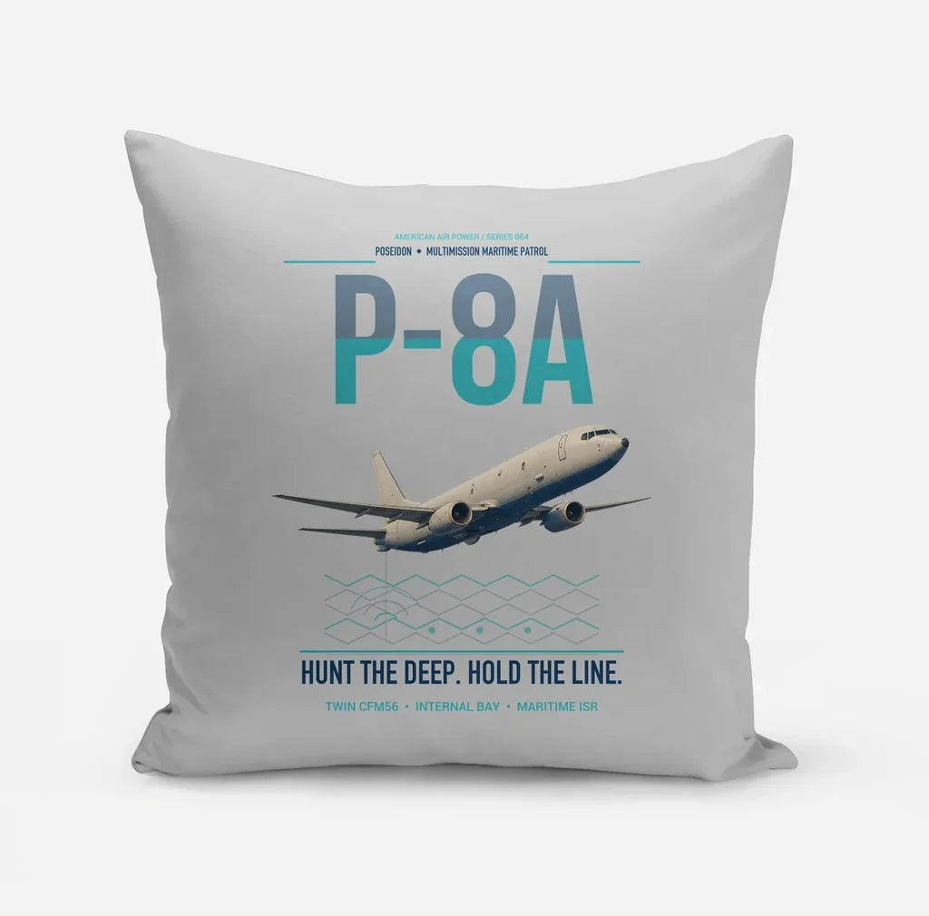 P-8A Poseidon design on light gray pillow
