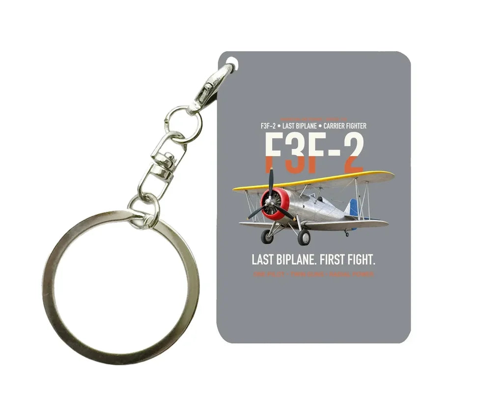F3F-2 LAST BIPLANE Key Chain design on gray key chain