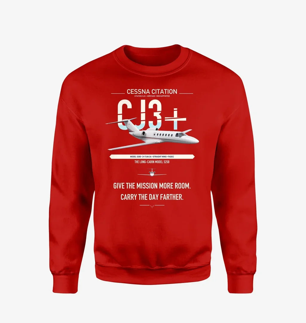 Cessna Citation CJ3+ design on red sweatshirt