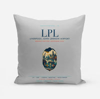 Thumbnail for Liverpool John Lennon Airport (LPL) design on light gray pillow