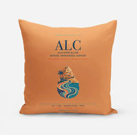 Thumbnail for Alicante-Elche Miguel Hernandez Airport (ALC) design on orange pillow