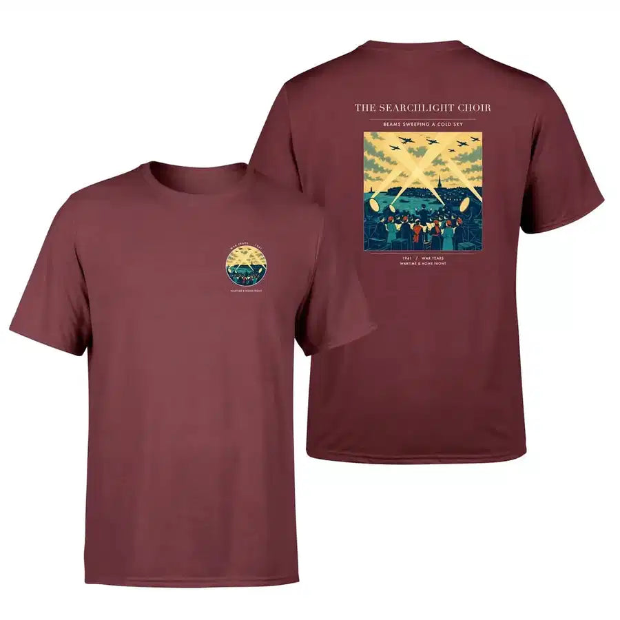 VINTAGE G4504 - The Searchlight Choir - Double-Side T-Shirt design on darkred double side t shirt