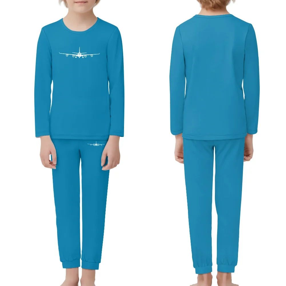 Airbus A340 Silhouette children pajamas - Light Blue