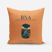 Thumbnail for Nashville International Airport (BNA) design on orange pillow