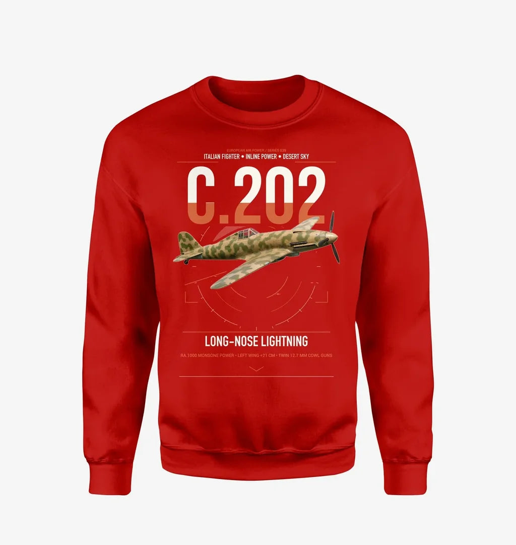 Macchi C.202 Folgore design on red sweatshirt