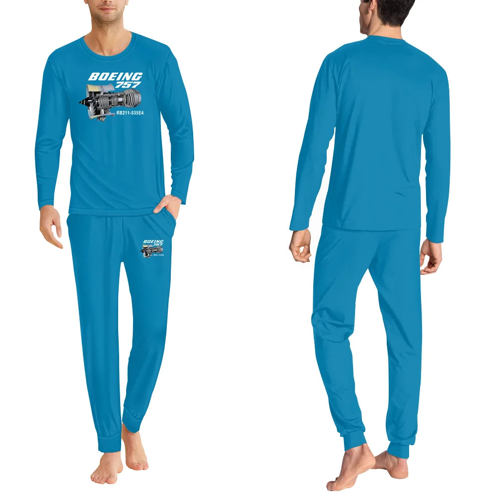 Boeing 757 & Rolls Royce Engine (RB211) men pajamas - Light Blue