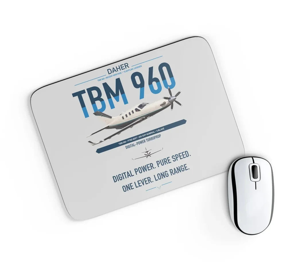 Daher TBM 960 design on light gray rectangle mouse pad