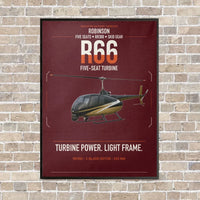 Thumbnail for Robinson R66 vertical canvas print - framed - dark red background