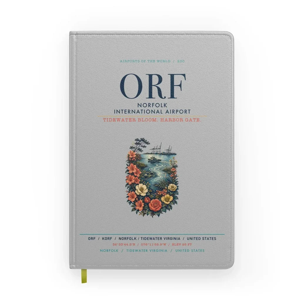 Norfolk International Airport (ORF) design on light gray notebook
