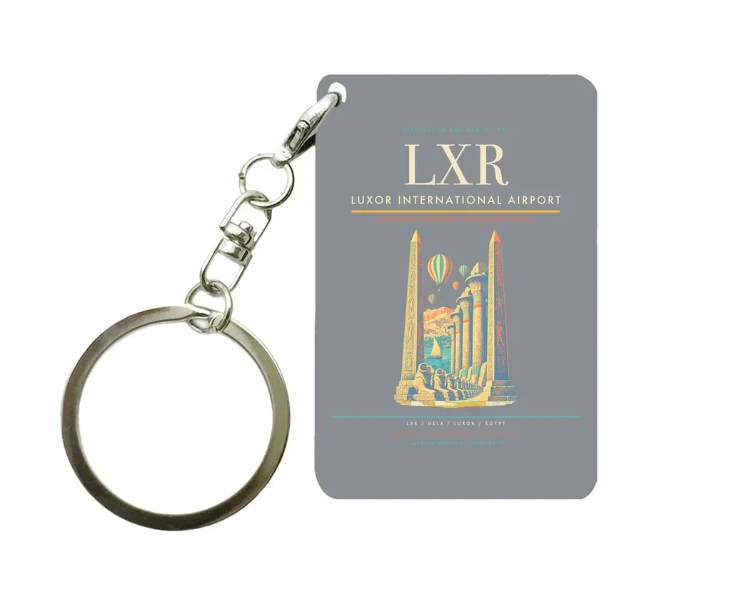 Luxor International Airport LXR Key Chain design on gray key chain