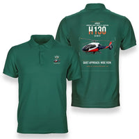 Thumbnail for Airbus H130 design on green double-side polo t-shirt, double-side print