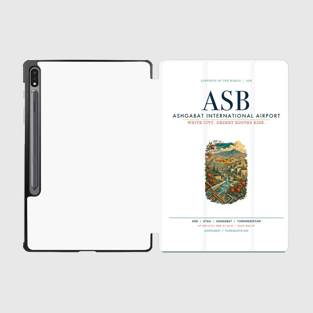 Ashgabat International Airport (ASB) design on white samsung tablet tablet case