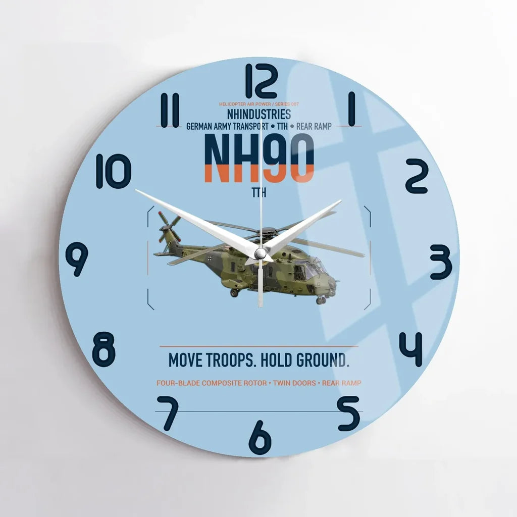 NHIndustries NH90 TTH design on light blue no frame wall clock