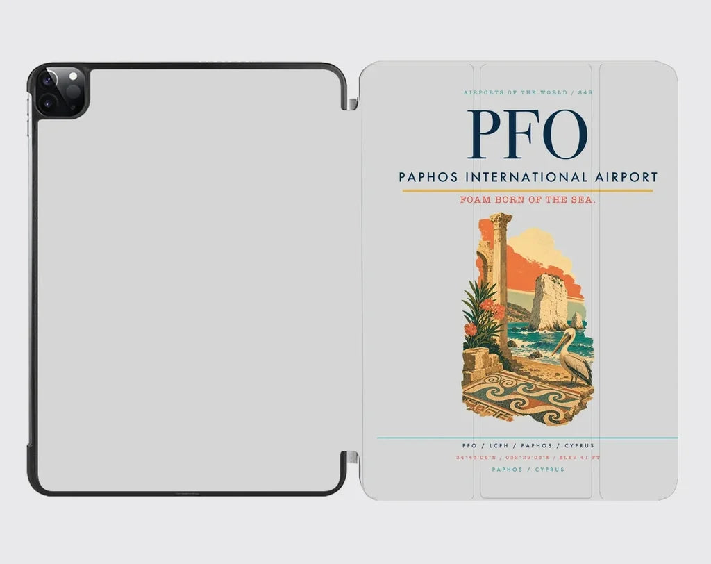 Paphos International Airport (PFO) design on light gray ipad tablet case