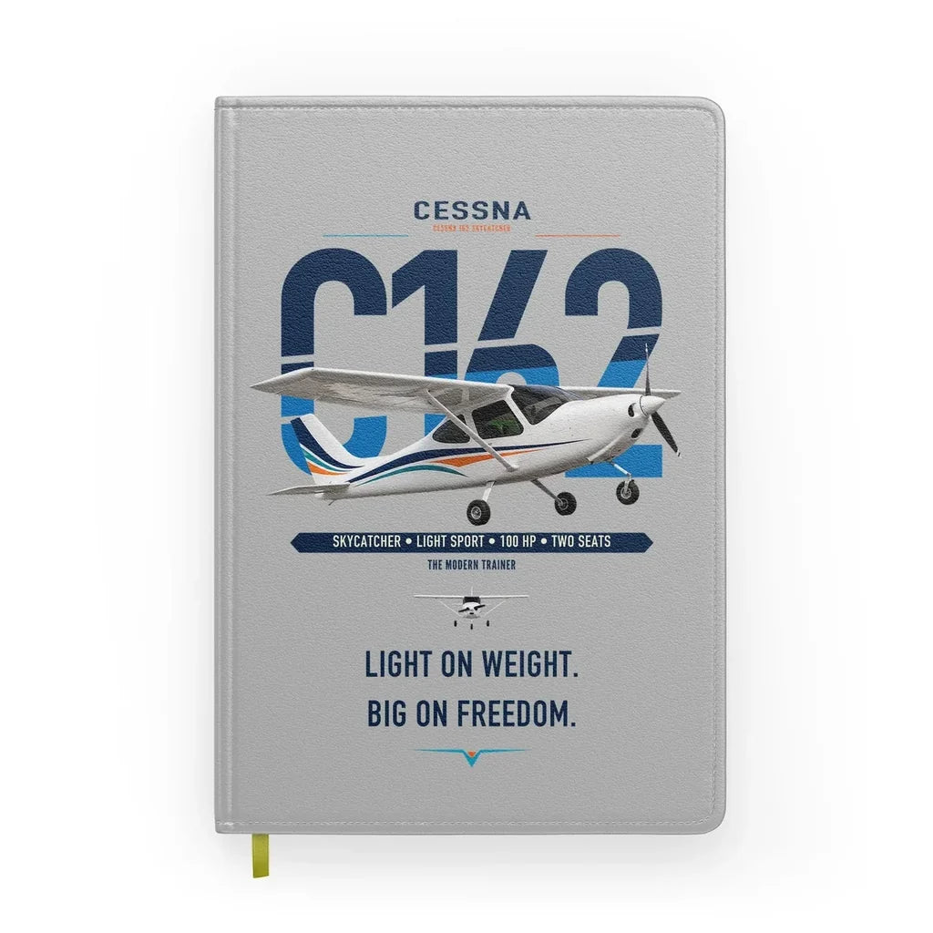 Cessna 162 Skycatcher design on light gray notebook