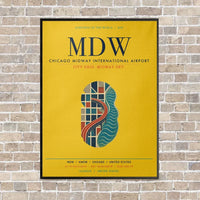 Thumbnail for Chicago Midway International Airport MDW vertical canvas print - framed - yellow background