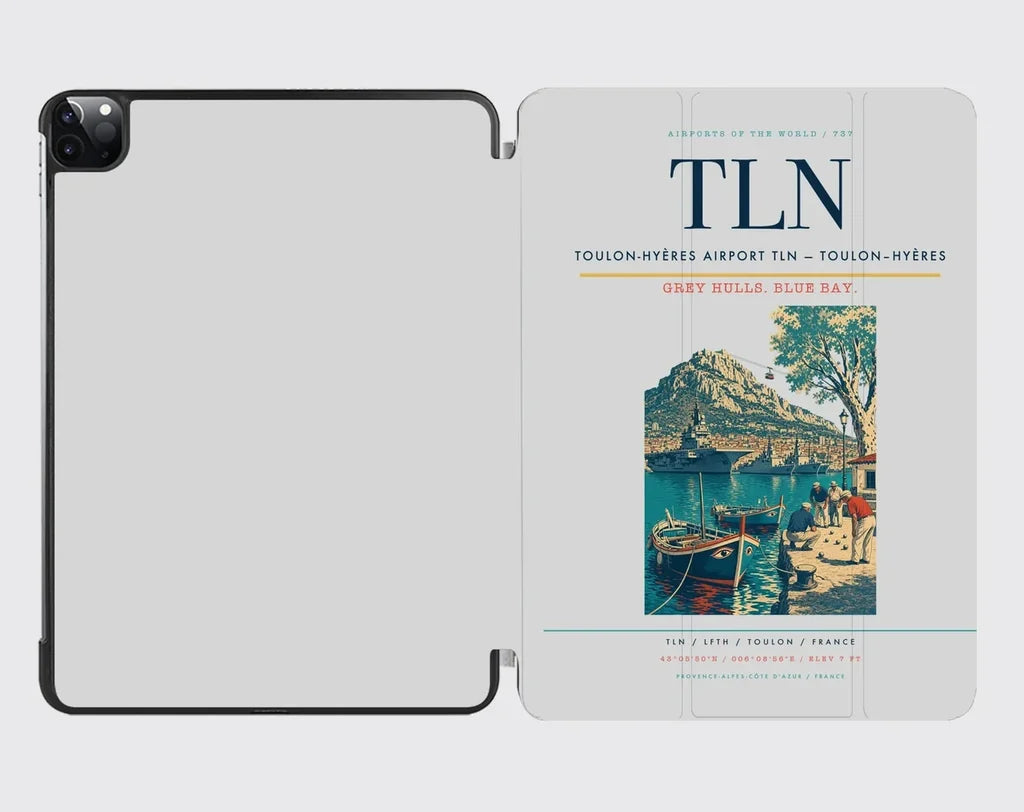 Toulon-Hyères Airport (TLN) design on light gray ipad tablet case
