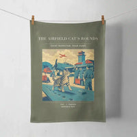 Thumbnail for VINTAGE G4456 - The Airfield Cat's Rounds - Designed Towels design on greenarmy