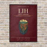 Thumbnail for Līhuʻe Airport LIH vertical canvas print - framed - dark red background