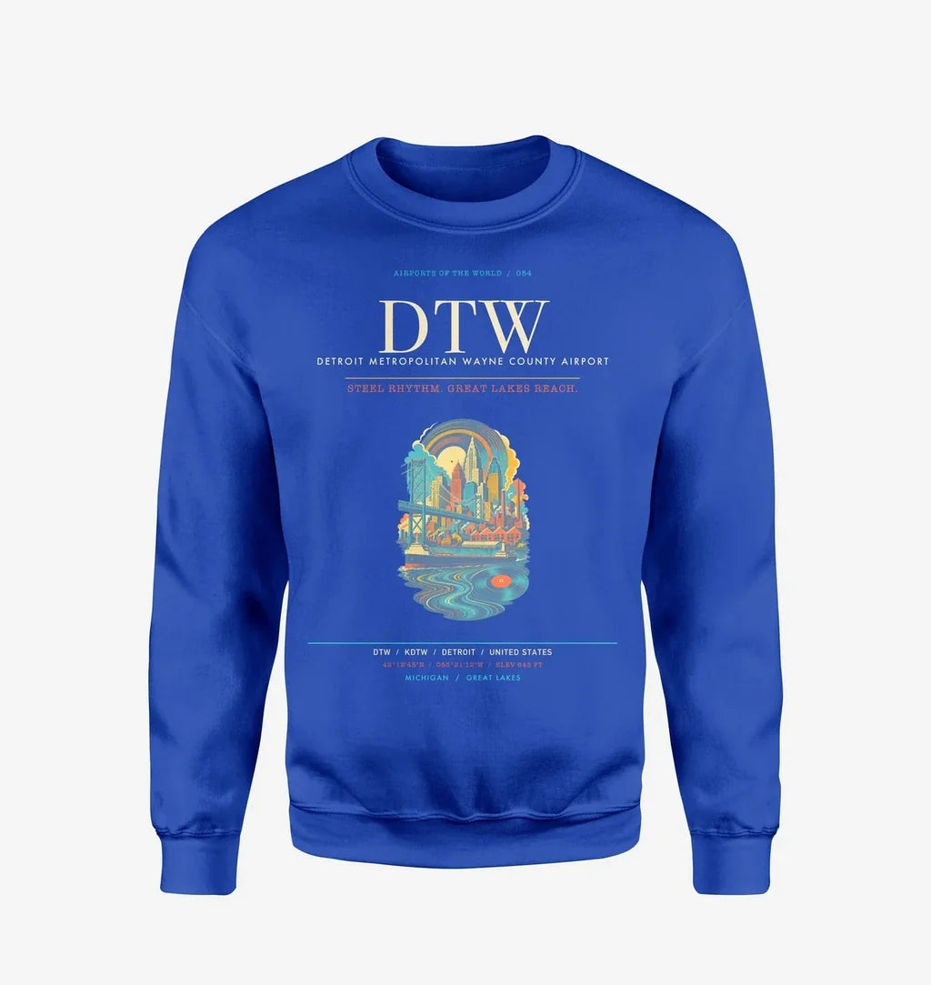 Detroit Metropolitan Wayne County Airport DTW Sweatshirt - Blue