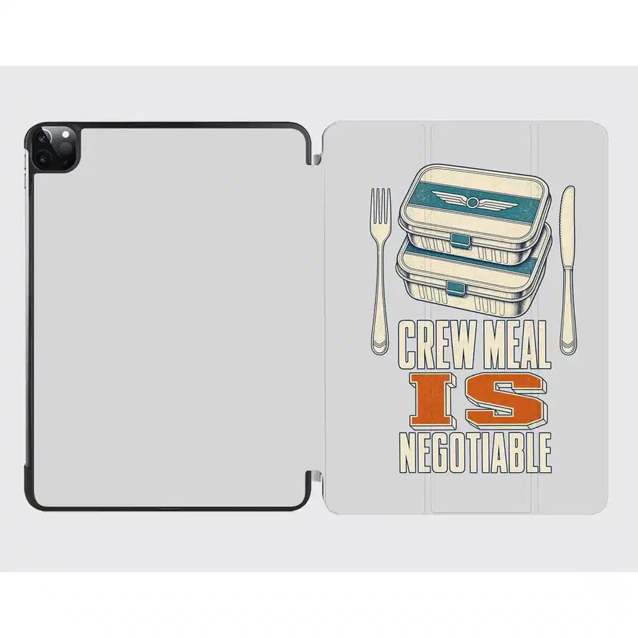 Crew Meal Is Negotiable design on light gray ipad tablet case