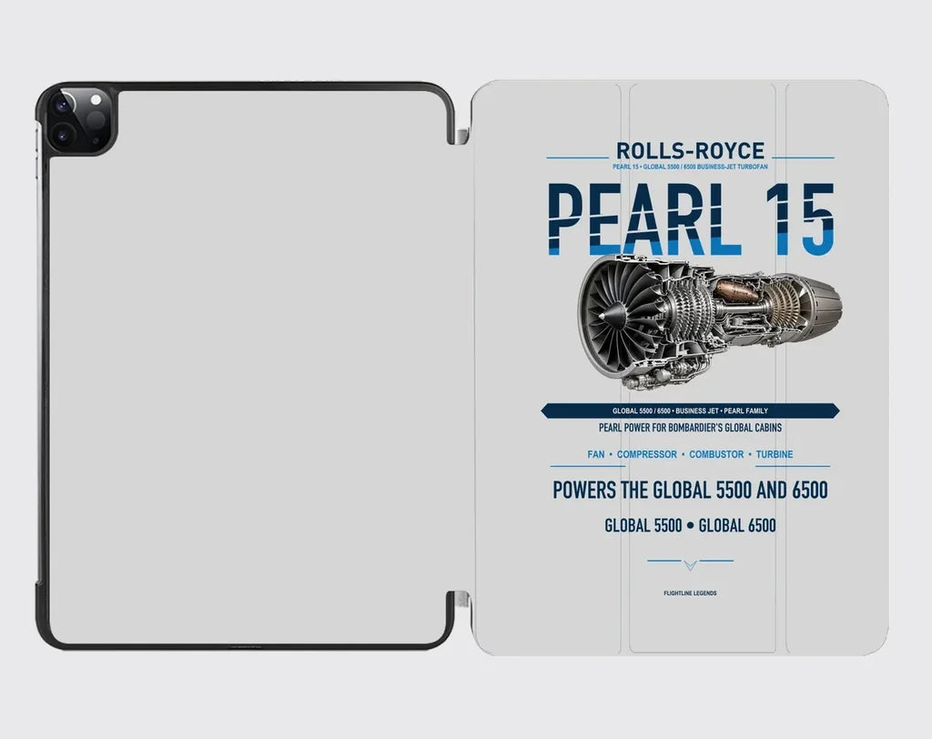 PEARL 15 design on light gray ipad tablet case
