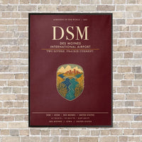 Thumbnail for Des Moines International Airport DSM vertical canvas print - framed - dark red background