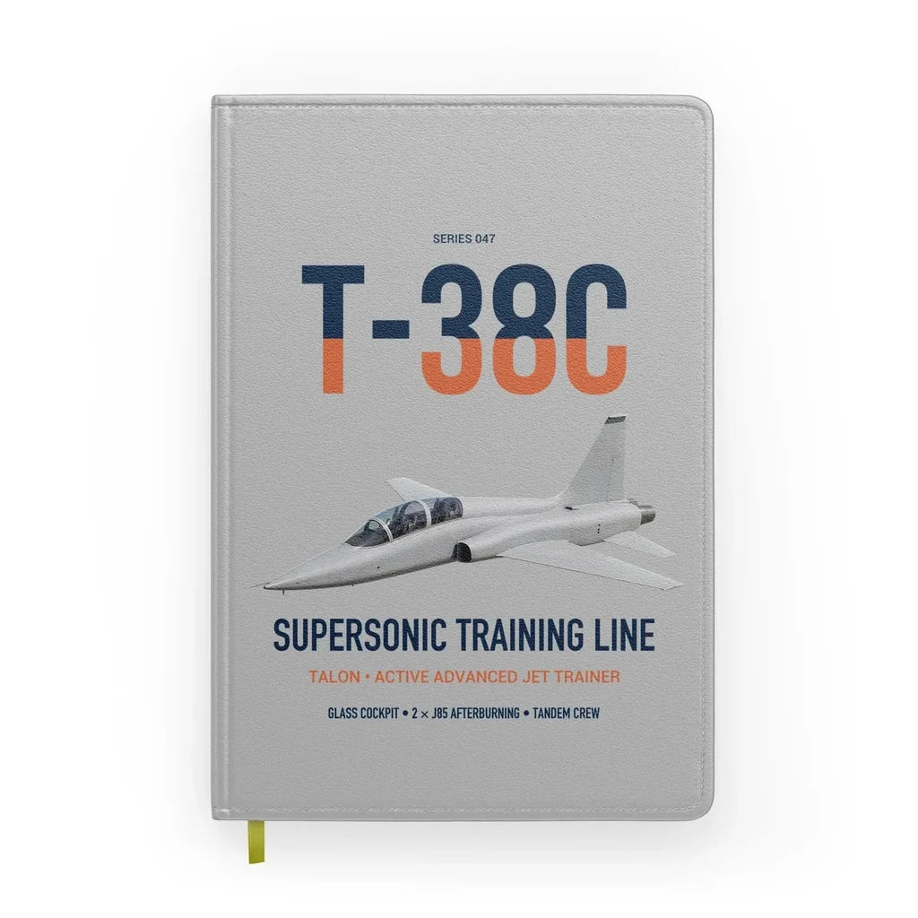 T-38C Talon design on light gray notebook