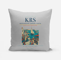 Thumbnail for Kristiansand Airport, Kjevik (KRS) design on light gray pillow
