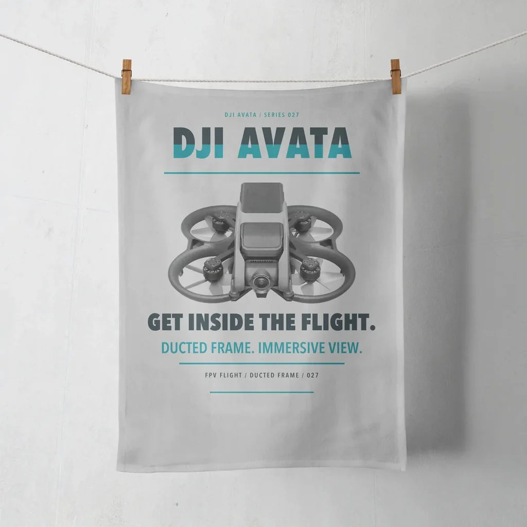 DJI Avata design on light gray towel