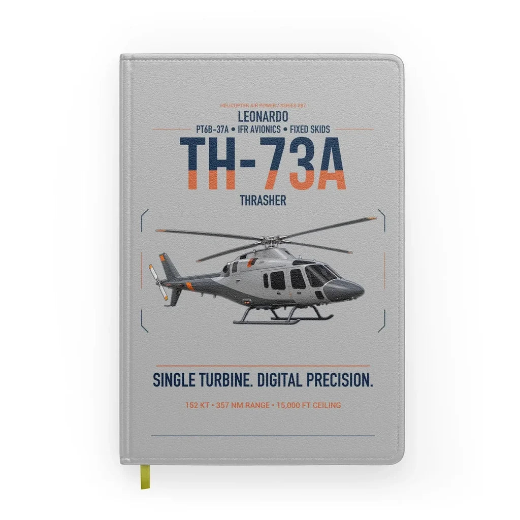 Leonardo TH-73A Thrasher design on light gray notebook