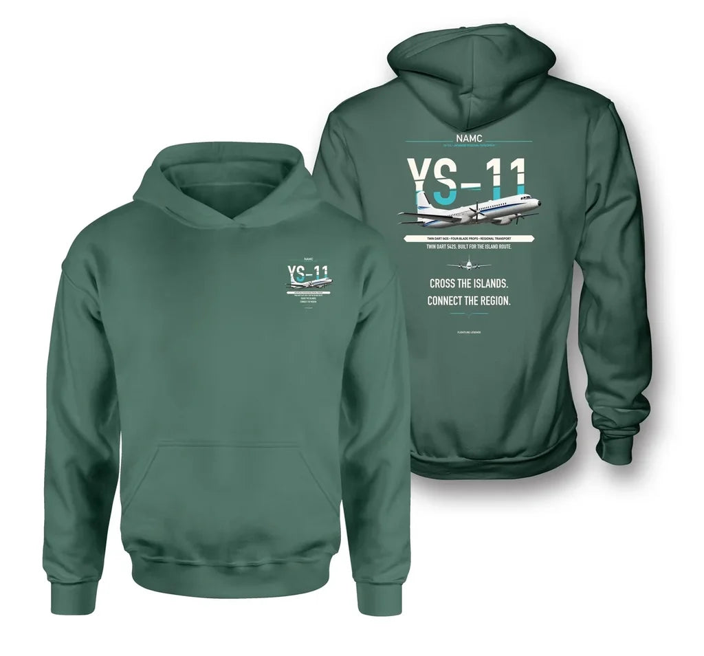 NAMC YS-11A design on green hoodie