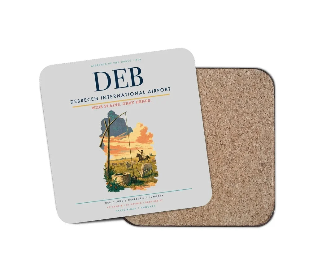 Debrecen International Airport (DEB) design on light gray 1 piece coaster