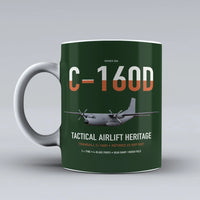 Thumbnail for Transall C-160D design on dark green ceramic mug, double-side print