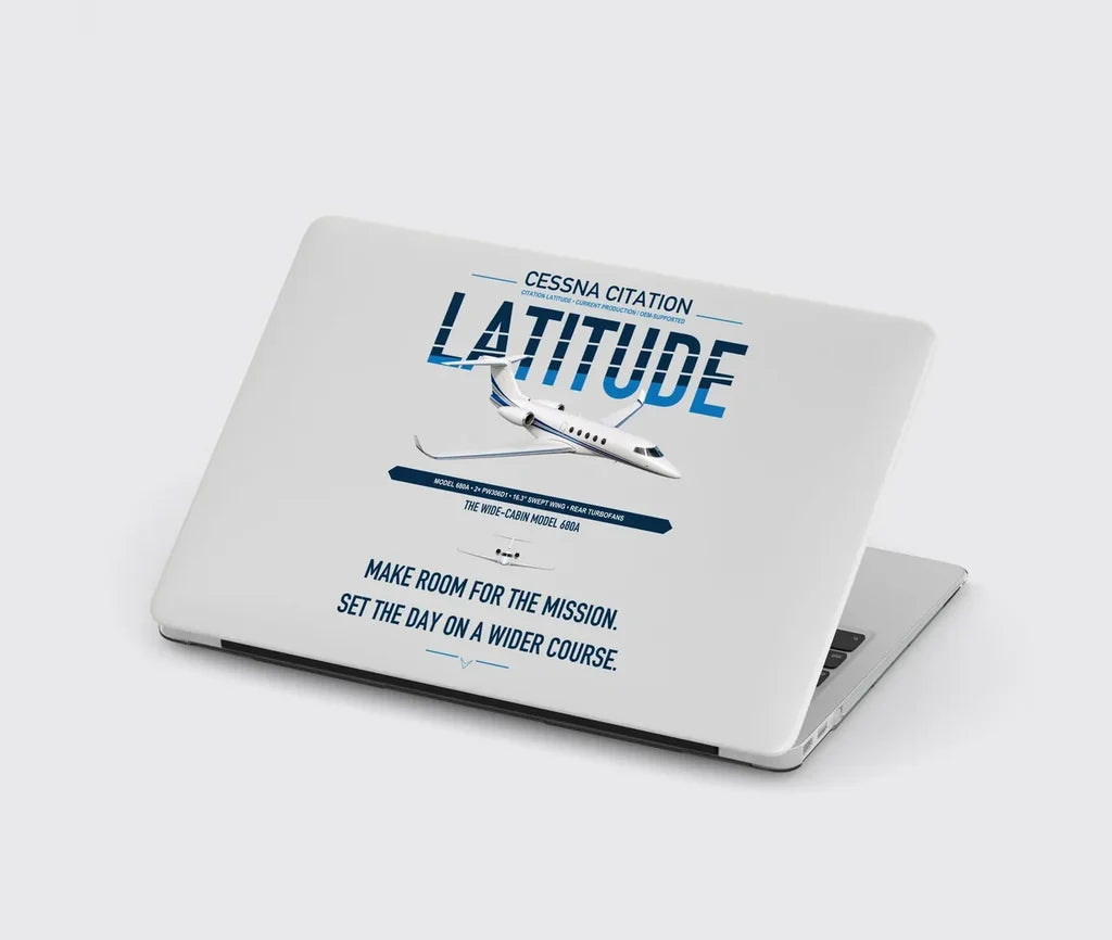 Cessna Citation Latitude design on light gray MacBook case
