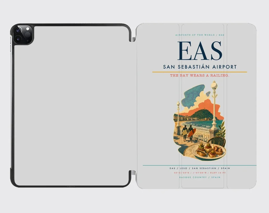 San Sebastián Airport (EAS) design on light gray ipad tablet case