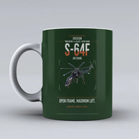 Thumbnail for Erickson S-64F Air Crane design on dark green ceramic mug, double-side print