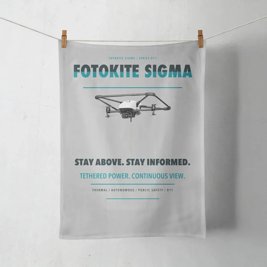 Fotokite Sigma design on light gray towel