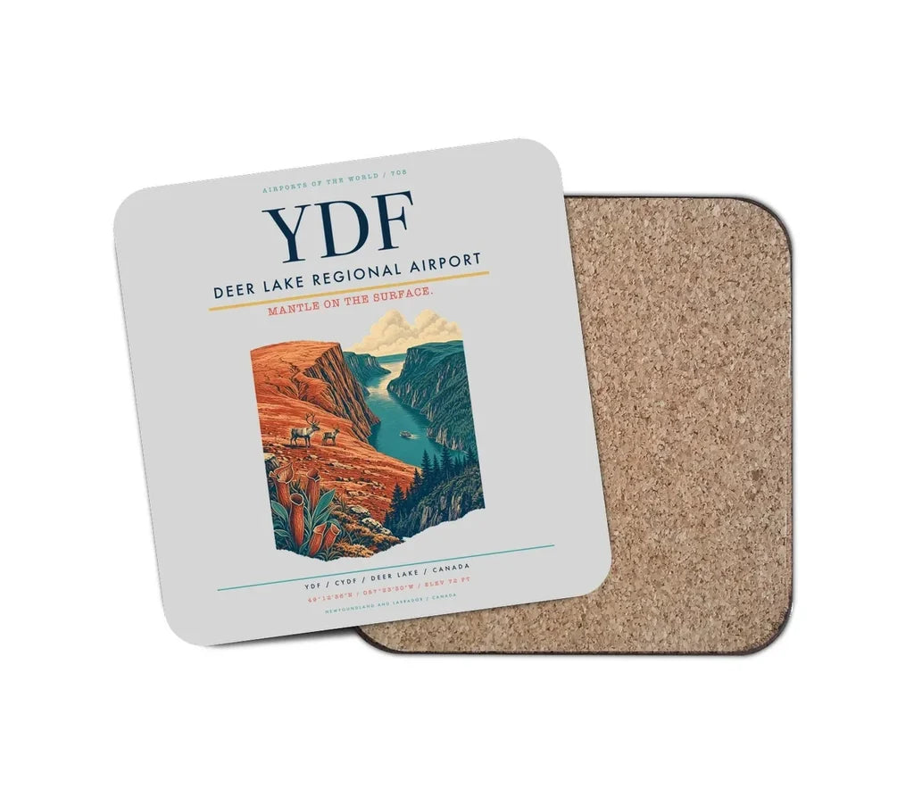 Deer Lake Regional Airport (YDF) design on light gray 1 piece coaster