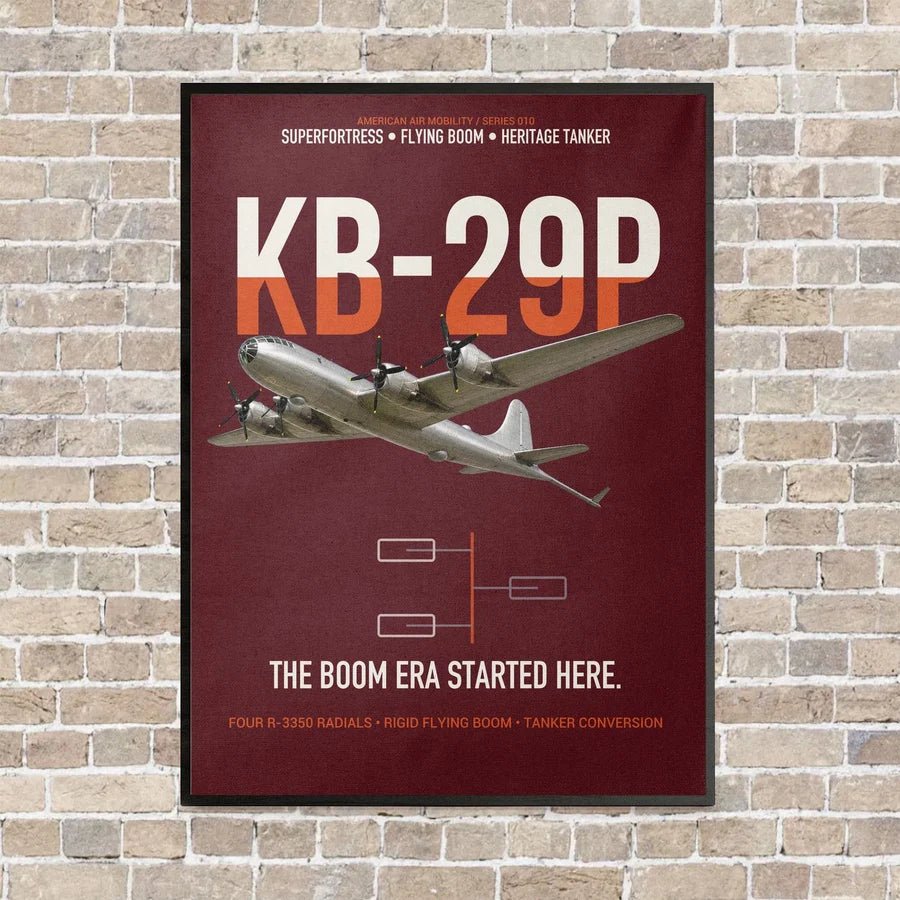 KB-29P SUPERFORTRESS vertical canvas print - framed - dark red background