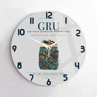 Thumbnail for Sao Paulo Guarulhos International Airport (GRU) design on light gray no frame wall clock